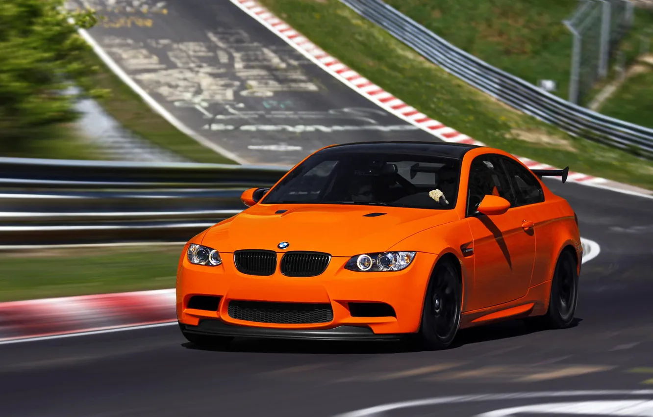 Фото обои BMW, Оранжевая, БМВ, Orange, Трасса, E92, GTS