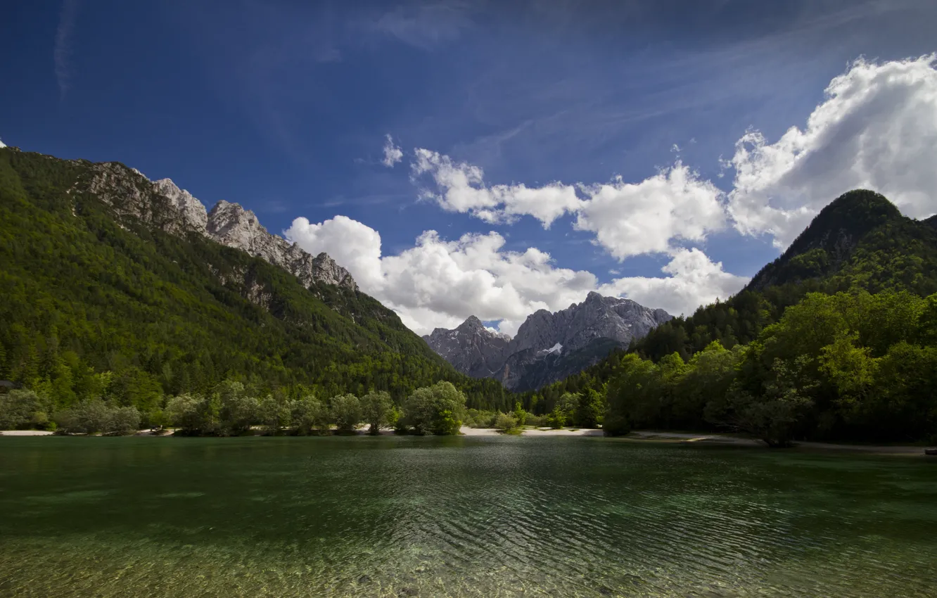 Фото обои горы, природа, озеро, Словения, Slovenia, Kranjska Gora, Lake Jasna, Краньска-Гора