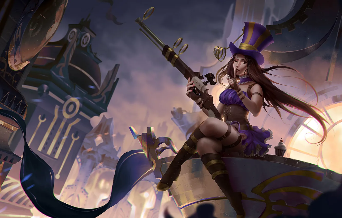 Фото обои ружье, League of Legends, Caitlyn, Cop, Sheriff of Piltover, Sher...