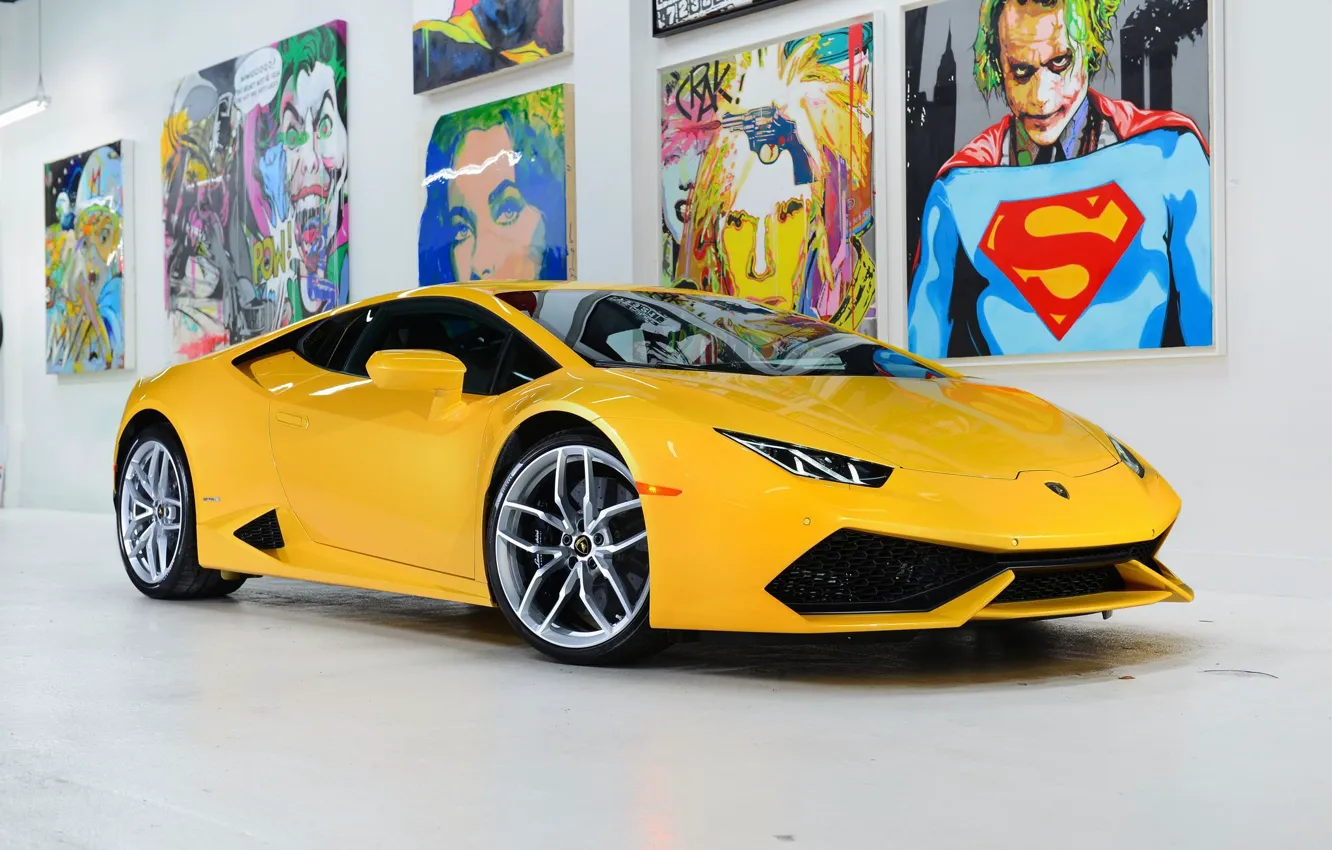 Фото обои Lamborghini, Front, Yellow, Studio, Picture, Supercar, Huracan, LP610-4, Ligth