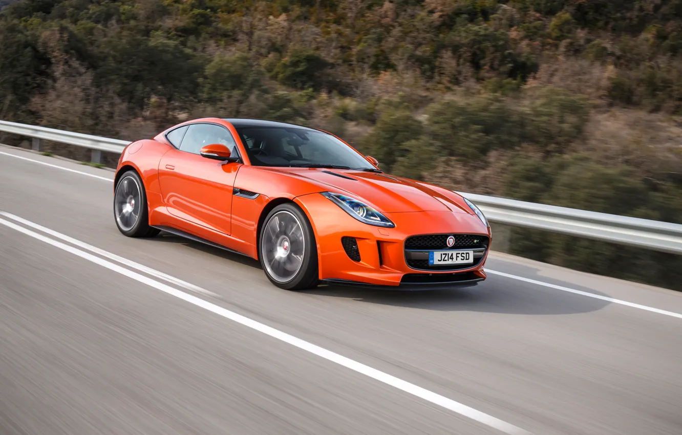 Фото обои Jaguar, Оранжевый, Orange, F-Type