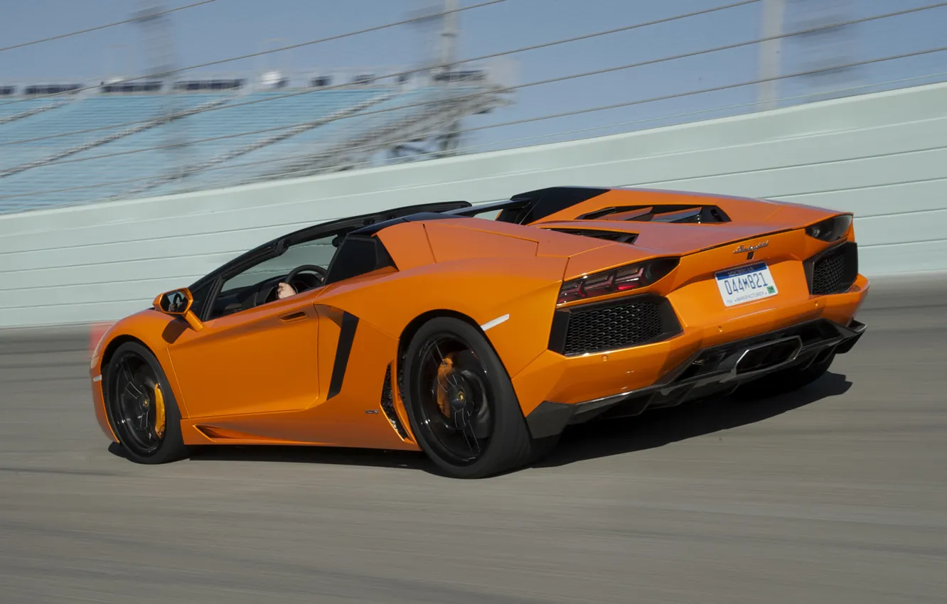 Фото обои родстер, вид сзади, roadster, orange, lp700-4, авентадор, Lamborghini Aventador