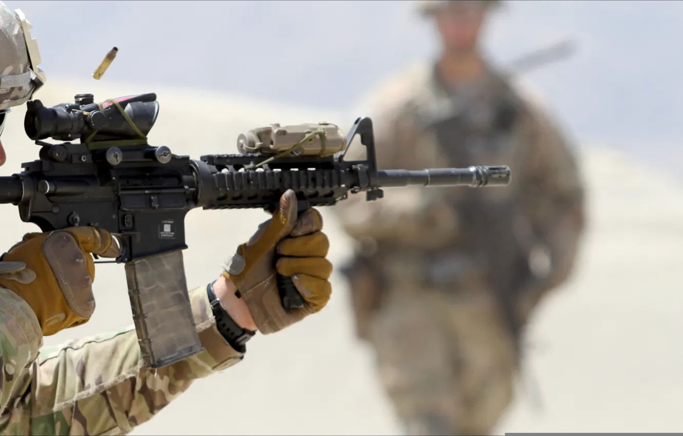 Фото обои USA, soldier, weapon, shot