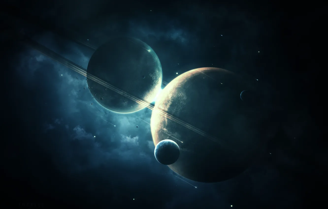 Фото обои космос, звезды, планеты, арт, abikk