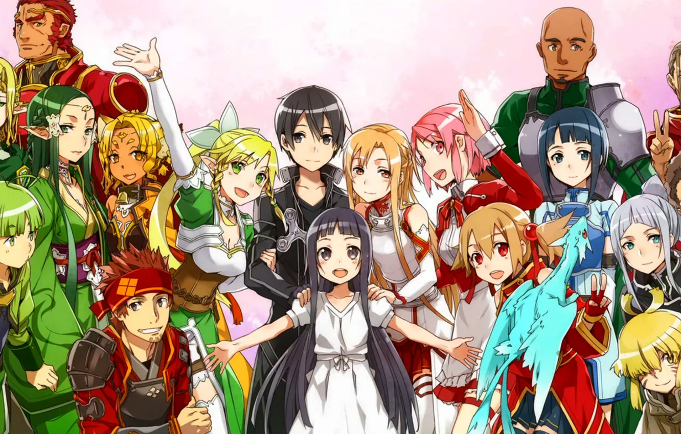 Фото обои Alicia, Мастера меча онлайн, Yuuki Asuna, Sword Art Online, Kirito, Silica, Pina, Yui, SAO, Sachi, …