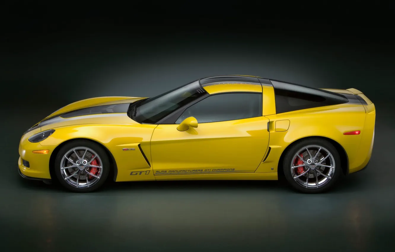 Фото обои желтый, Chevrolet, Corvette GT1