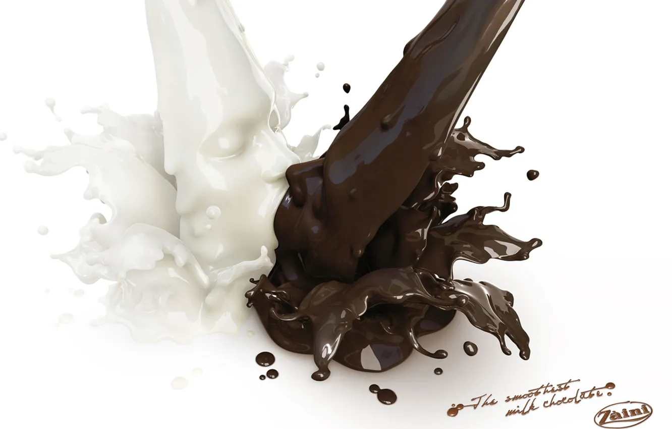 Фото обои белый, любовь, обои, черный, шоколад, поцелуй, молоко, лица