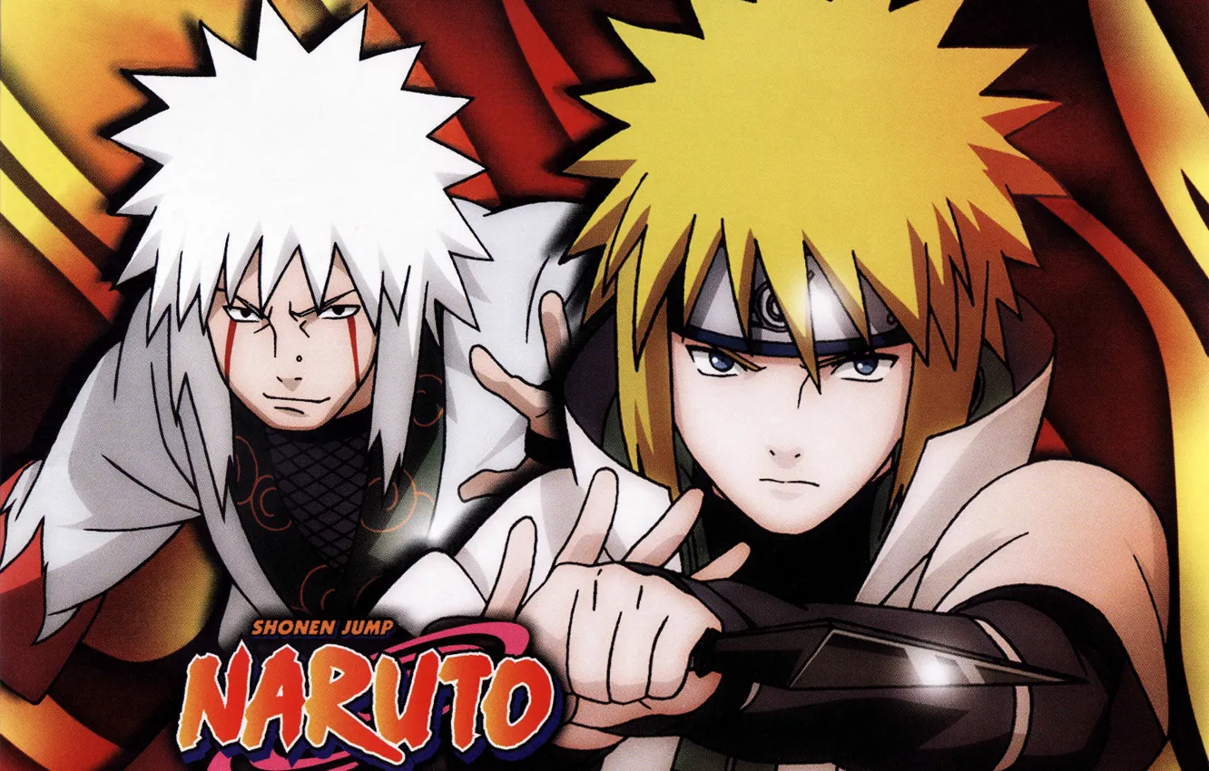 Фото обои взгляд, Naruto, кунай, ninja, четвертый хокаге, Jiraiya, Naruto Shippuden, два парня, Наруто Ураганные хроники, Minato …