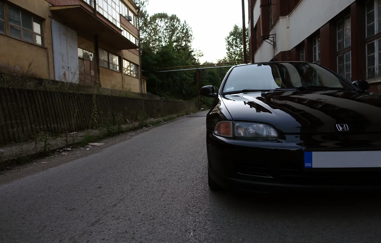 Фото обои car, honda, black, civic, front, serbia, clean, honda civic, gen, fifth, fifth generation, civic 5, …