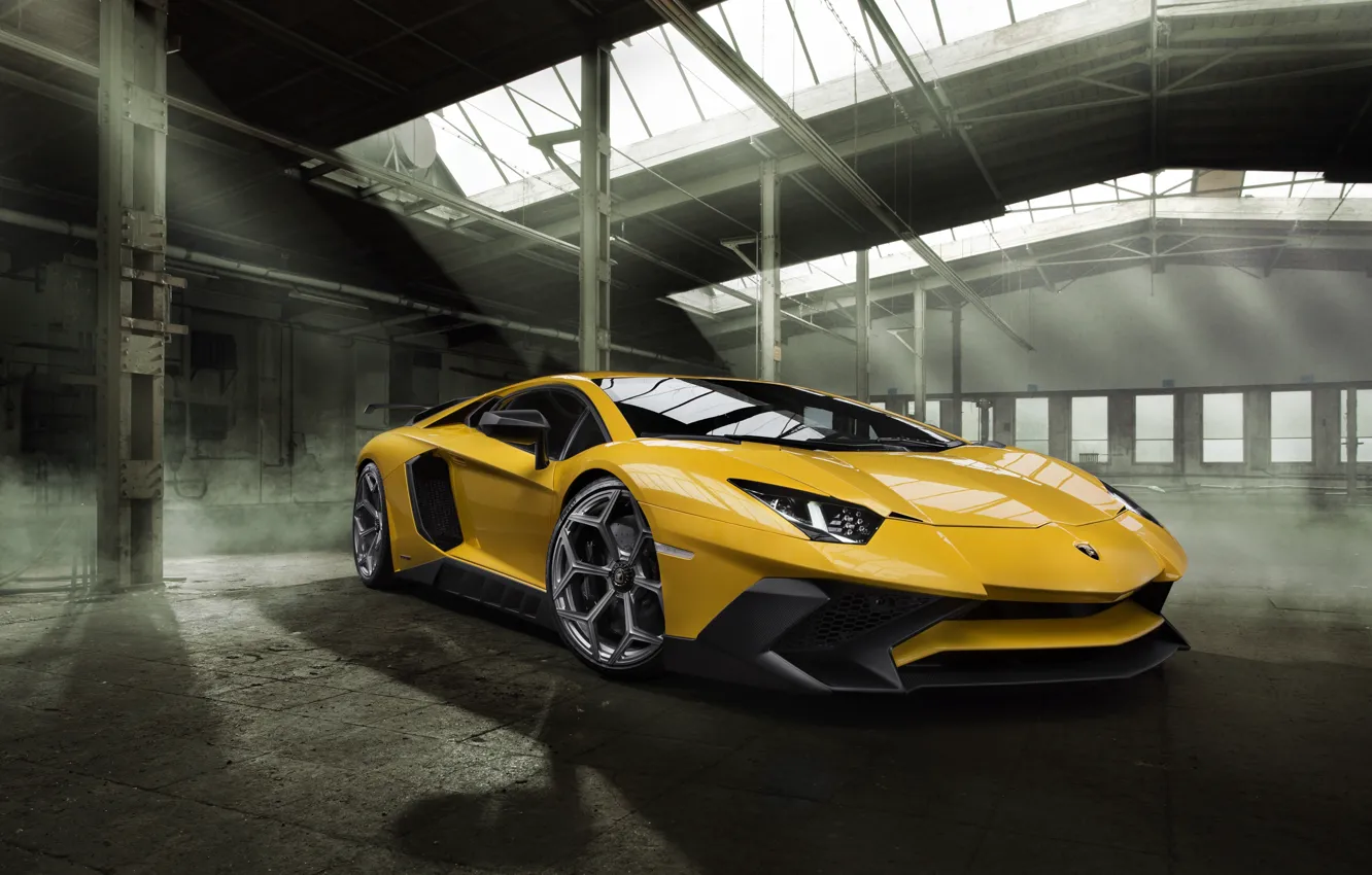 Фото обои car, машина, Lamborghini, wallpaper, auto, yellow, beautiful, передок, Aventador, Novitec, Torado, LP 750-4