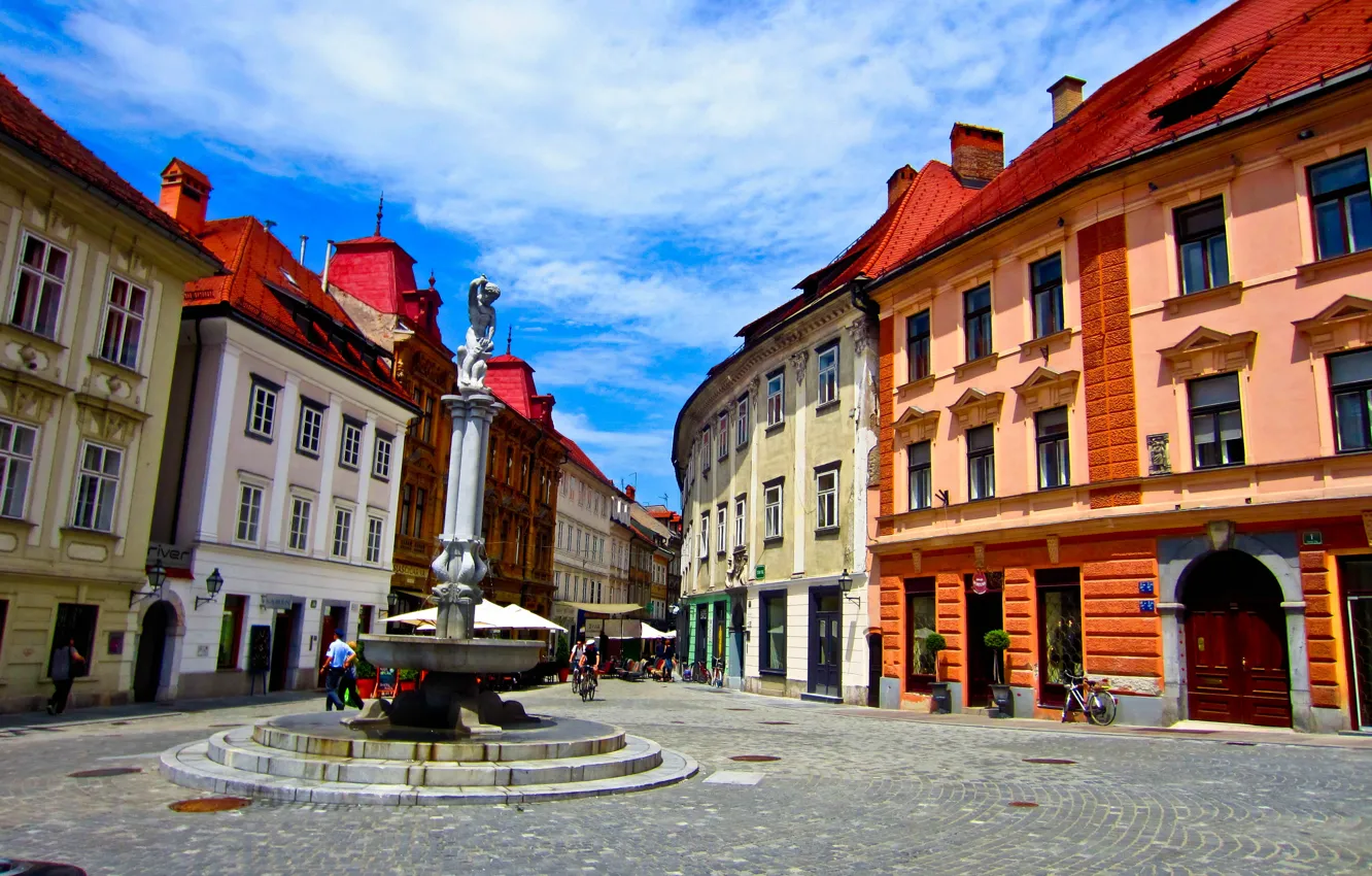 Фото обои улица, памятник, словения, slovenia, любляна, ljubljana