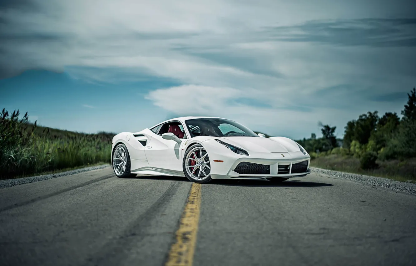 Фото обои Ferrari, GTB, with, Road, HRE, 488, P101, Brushed Clear, in
