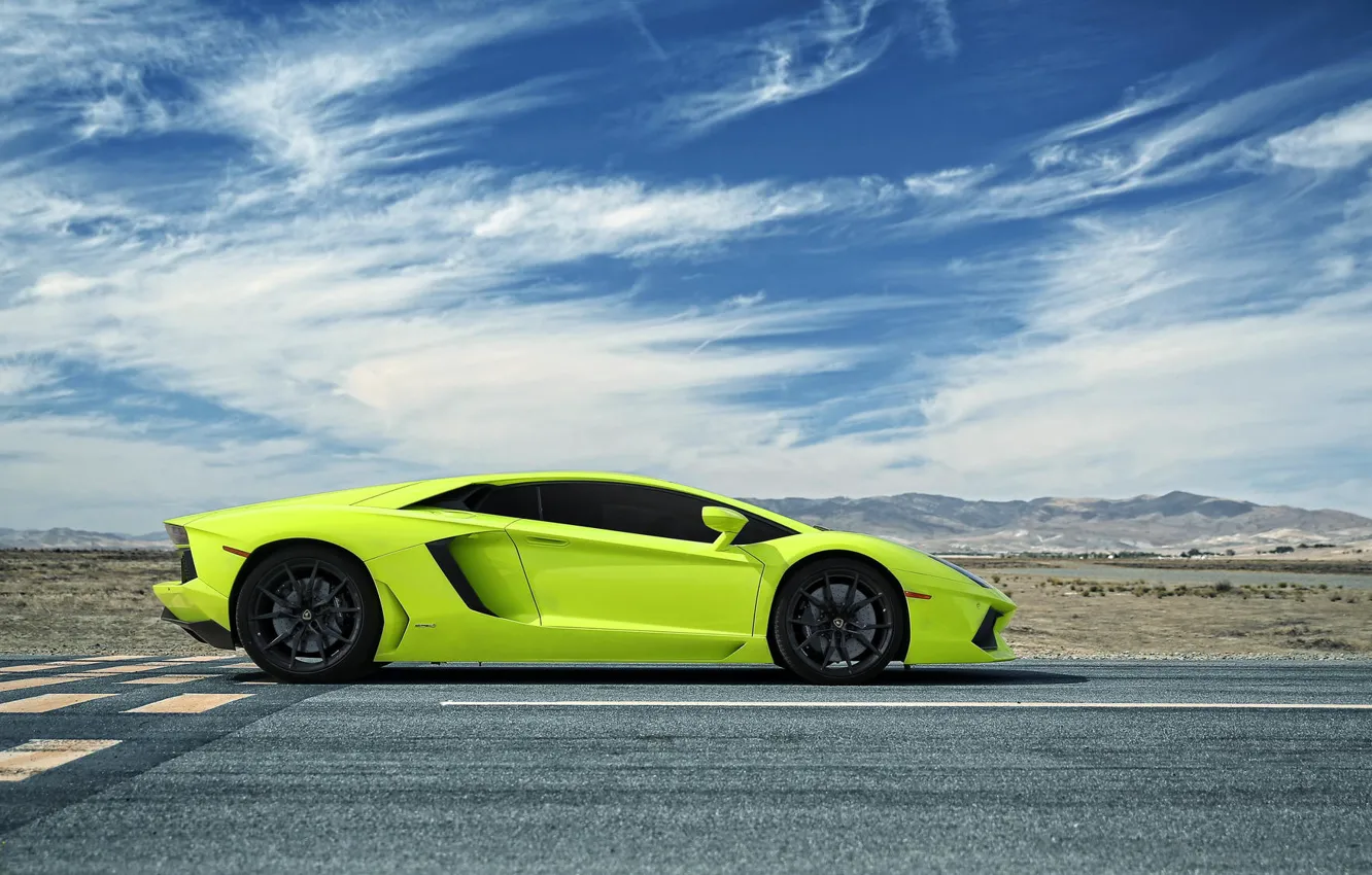 Фото обои дорога, Lamborghini, Калифорния, Авентадор, Adventdaor