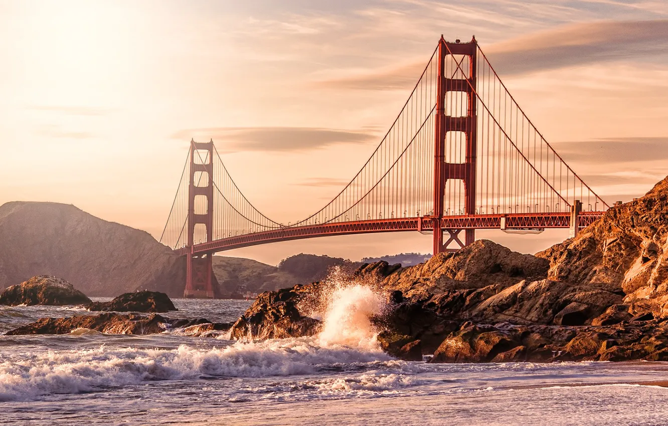 Фото обои Мост, Америка, Сша, Сан - Франциско. 