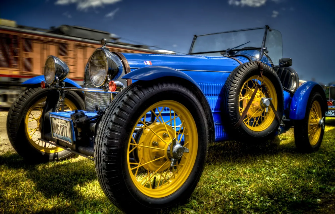 Фото обои ретро, скорость, Bugatti, гонки, sportcar, как, система, его, Франции, Grand Prix, были, модификация, HDR., тормазная, …