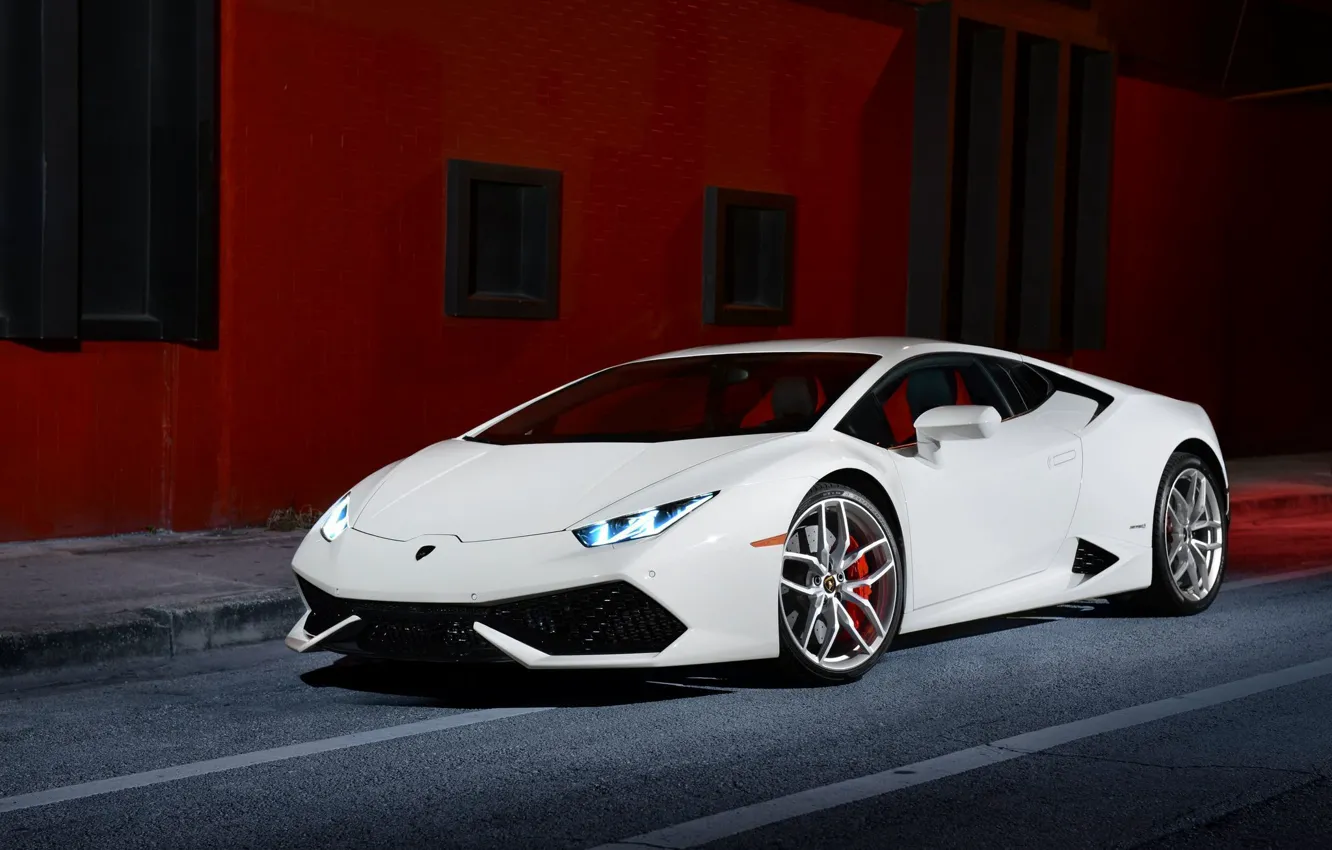 Фото обои Lamborghini, Front, White, Smoke, Supercar, Huracan, LP610-4, Ligth