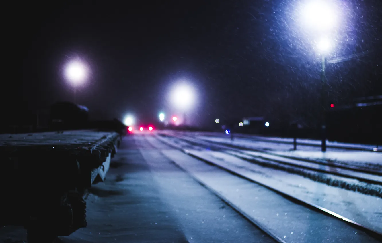 Фото обои зима, снег, поезд, сугробы